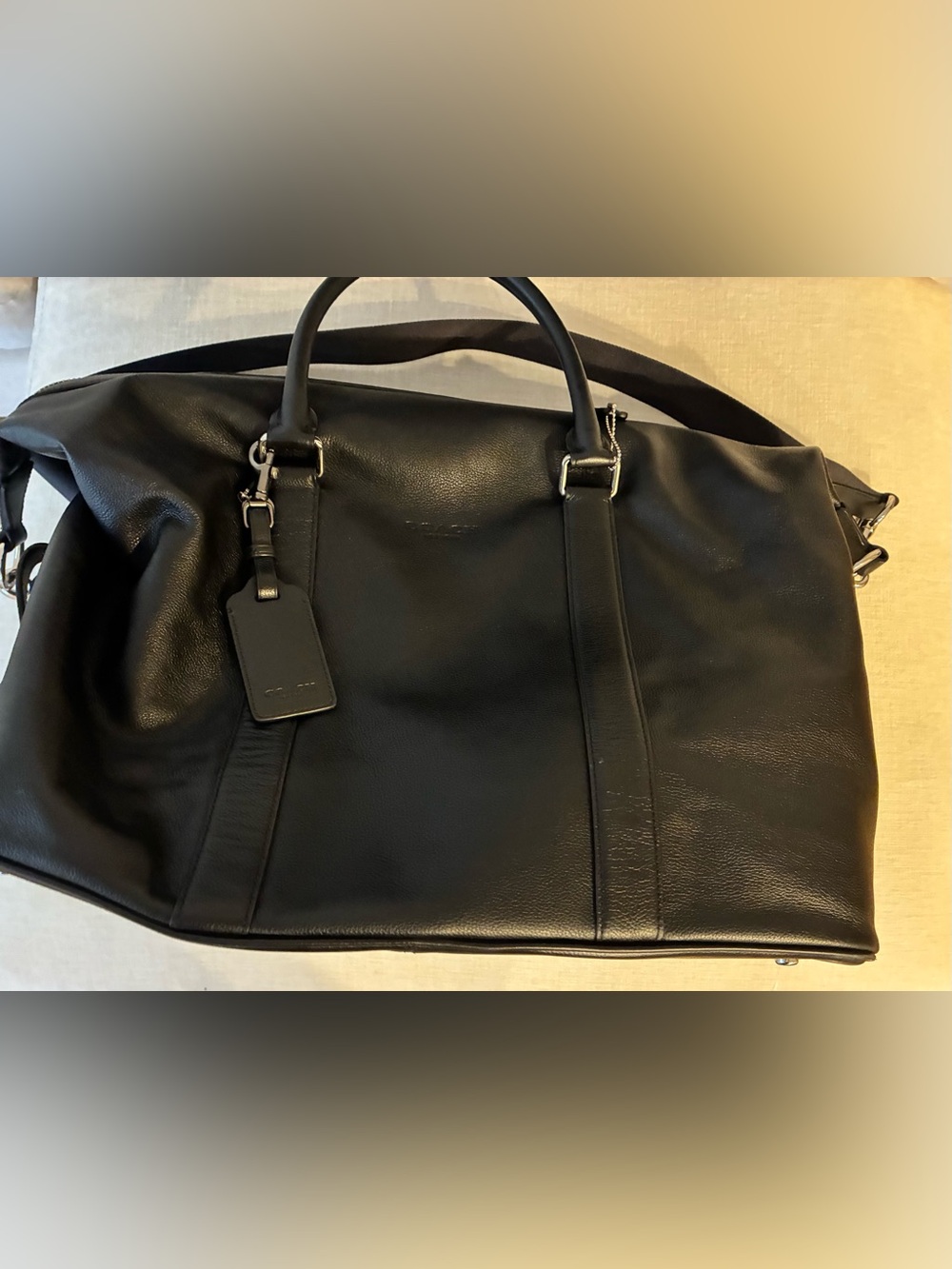 Coach Black Leather Duffel Bag - Men's Travel Carryall